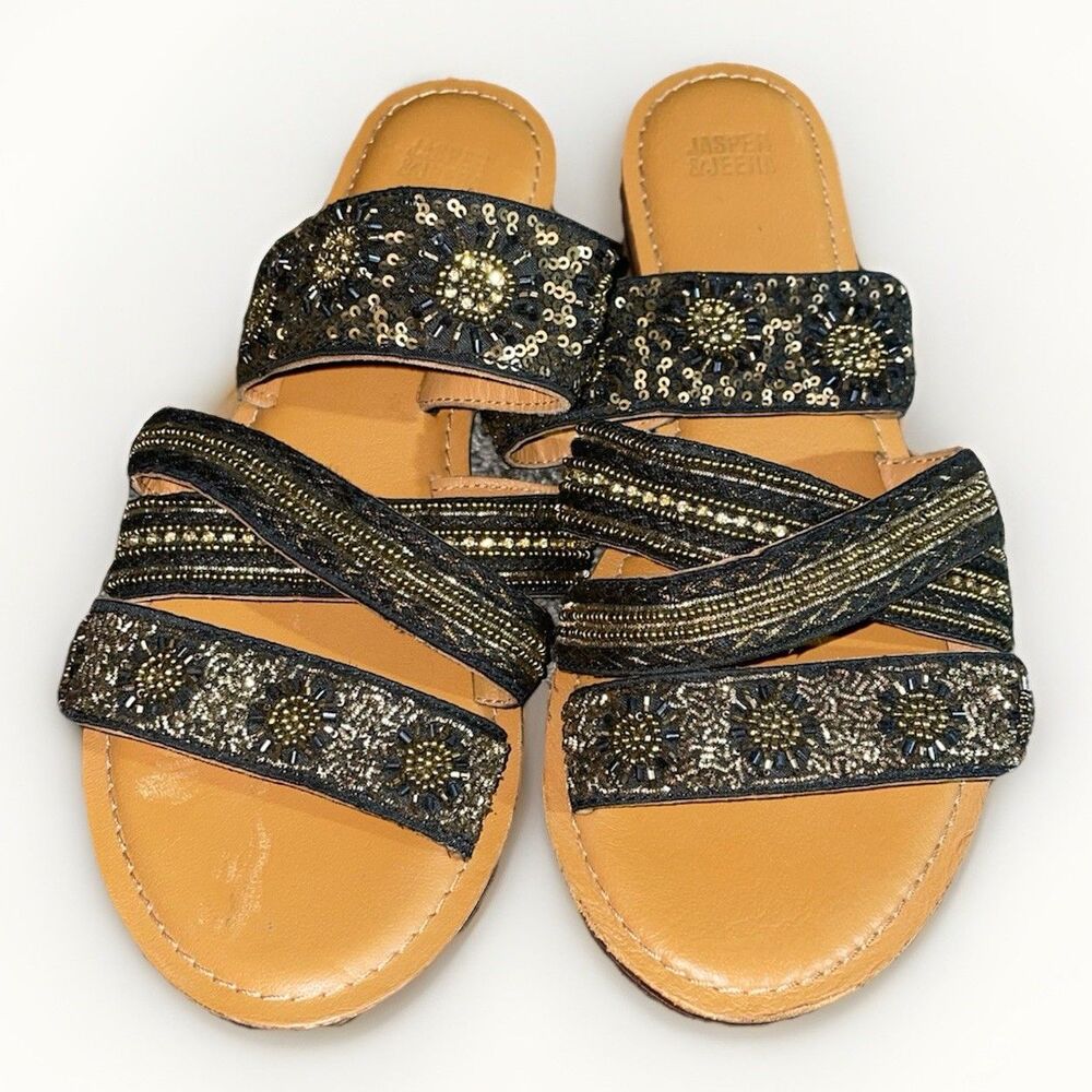 Jasper & Jeera Anthropologie Beaded Boho Sandals Size 39